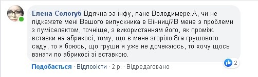 Відгук Олени Сологуб у Facebook